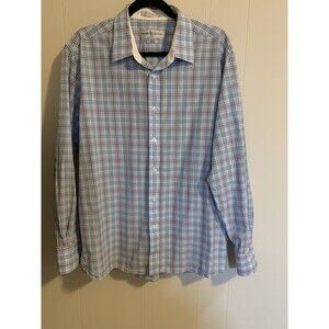 Henry Grethel Mens Button Up Shirt Size Large L Long Sleeve 100% Cotton Trim Fit